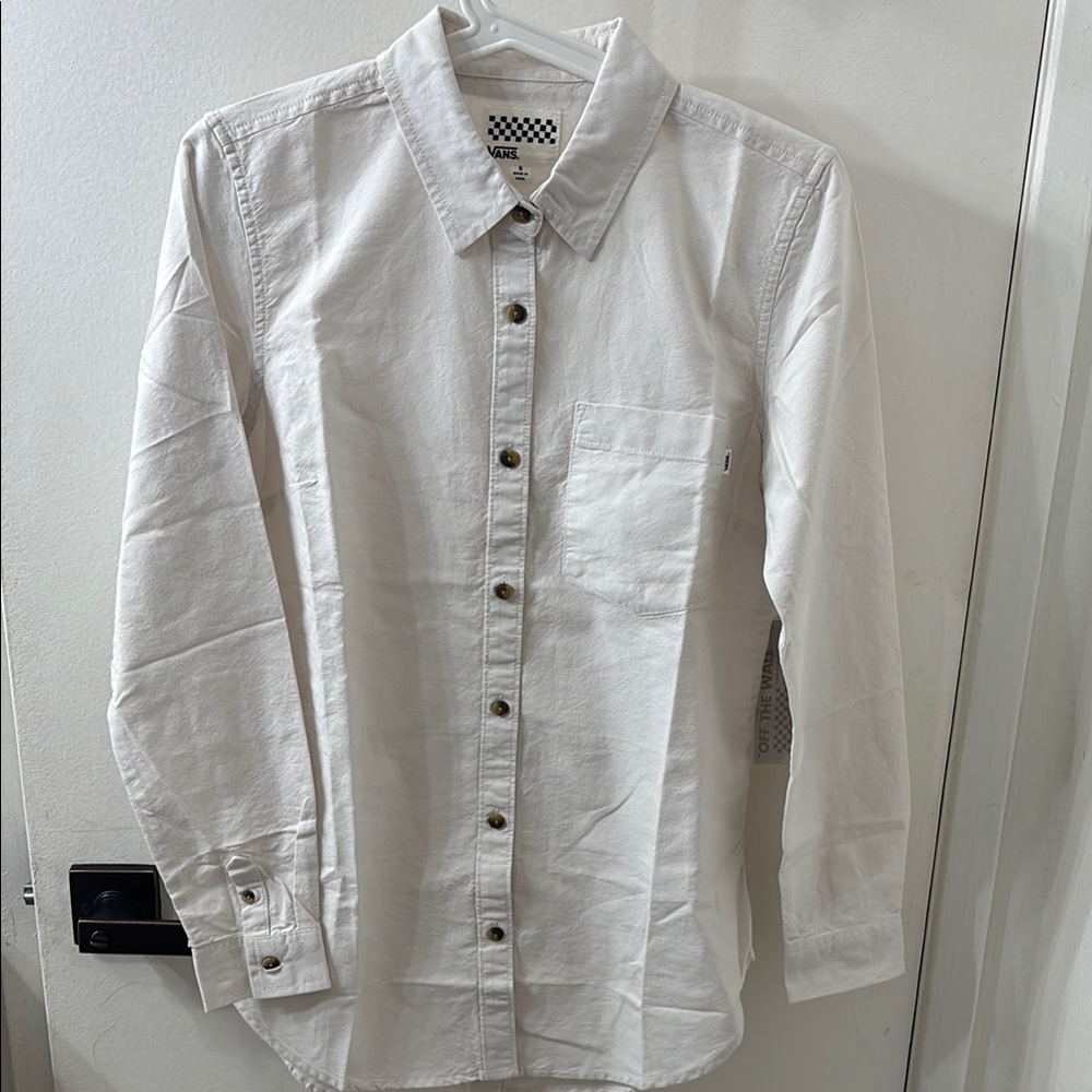 Vans White Button Down Shirt Classic Top
